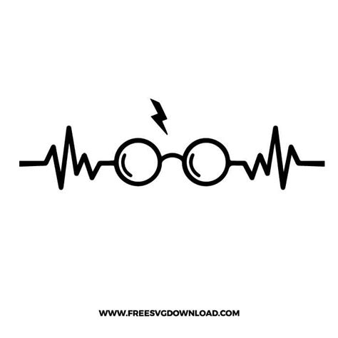 Heart beat harry glasses SVG & PNG Harry Potter Cut Files
