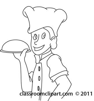 Chef man and woman illustration collection. Food Black and White Outline Clipart - outline-culinary ...