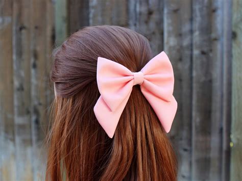 Pink Hair Bow Fabric Hair Bow With Tails Big Hair
