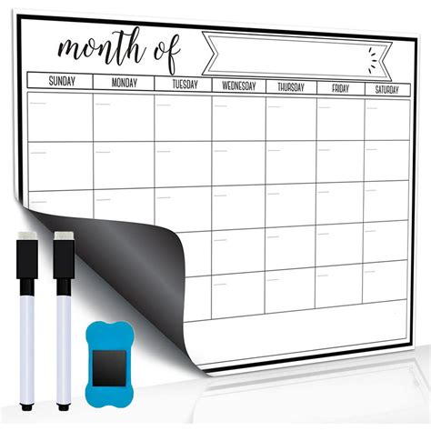 Magnetic Dry Erase Calendar Set Monthly Fridge Calendar Whiteboard For