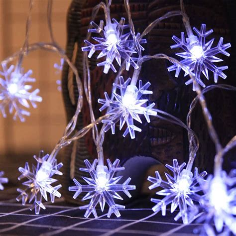 2 Pcs Christmas Lights10ft 20 Led Snowflake String Fairy Lights For