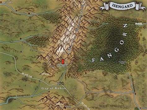 Isengard And Bordering Lands Fangorn Forest West Rohan Gap Od Rohan