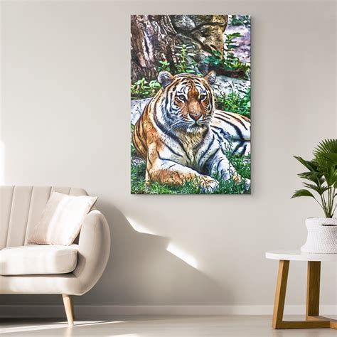Tiger Canvas Wall Art Tiger Interior Art Tiger Modern Decor Etsy