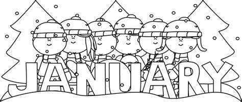 January Clip Art Black And White