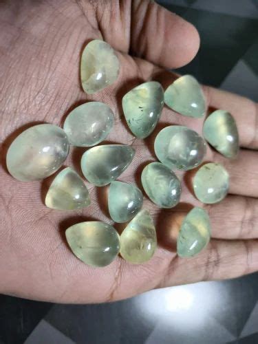 Green Mix Natural Prehnite Rutile Cabochon Gemstone For Jewelry Making