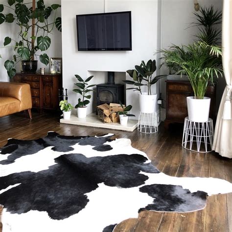 Black And White Leather Cowhide Rug