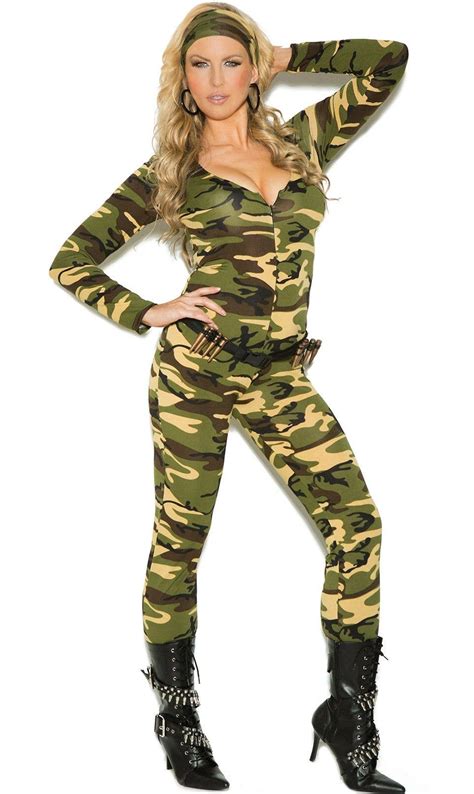 Plus Size Camo Print Army Costume Jumpsuit Womens Army Costume