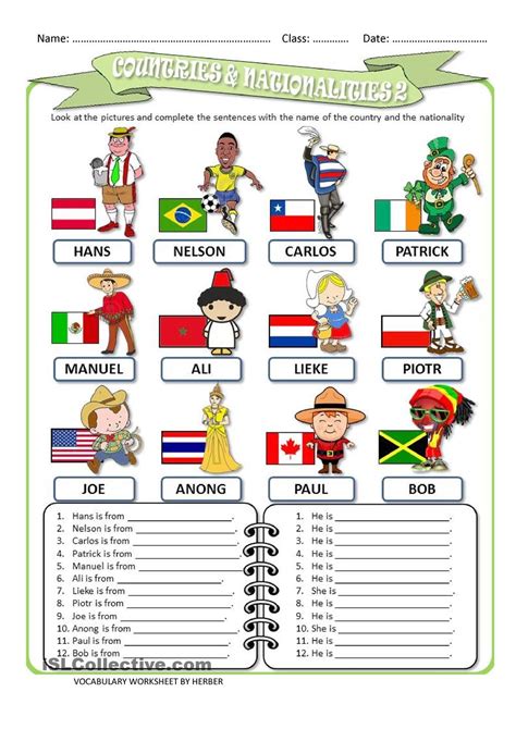 Countries And Nationalities 2 Ws Nacionalidades En Ingles Material