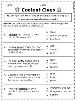 To start practicing, just click on any link. Context Clues Common Core NO PREP Practice Sheets by Tiny ...