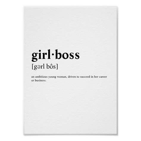 Girlboss Dictionary Meaning Poster Zazzle Business Woman Quotes Girl Boss Note To Self