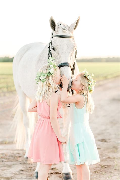 Flower Crowns And White Ponies Equestrian Portrait Session Flower