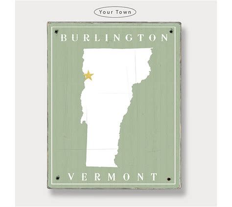 Vermont Wood Sign Custom Town Location Rustic Home Decor