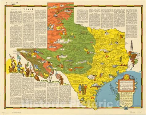 Map Texas 1938 Texas The Lone Star State Antique Vintage