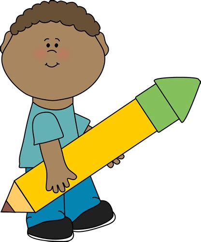 Boy Carrying Big Yellow Pencil Clip Art Boy Carrying Big Yellow