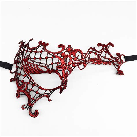 Men Woman Red Lace Masks One Eye Sexy Lace Half Face Party Masquerade