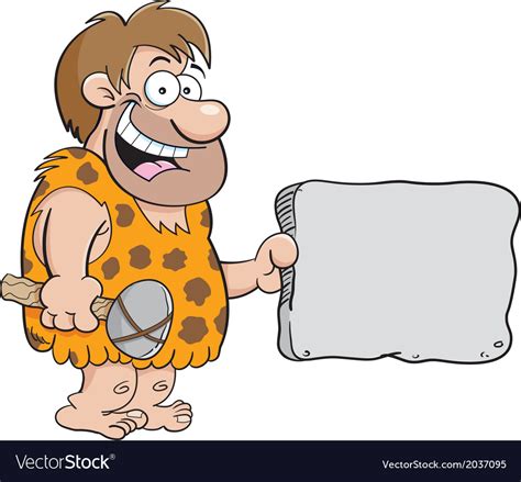 Cartoon Caveman With A Sign Royalty Free Vector Image