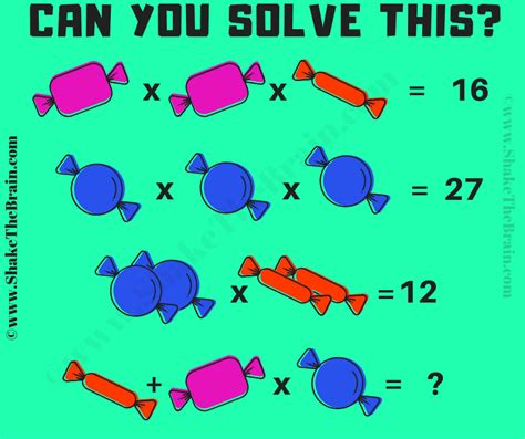 Math Equation Picture Puzzle For Babes With Answer Shake The Brain Picture Puzzles Math