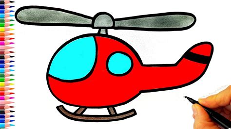 Helikopter Çizimi Menggambar Melukis And Mewarnai Helikopter Untuk Balita Anak Drawing