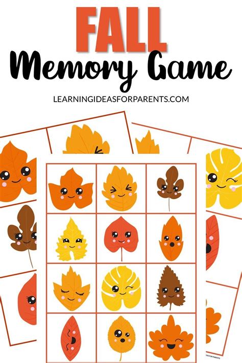 Fall Memory Game Free Printable Learning Ideas For Parents In 2022