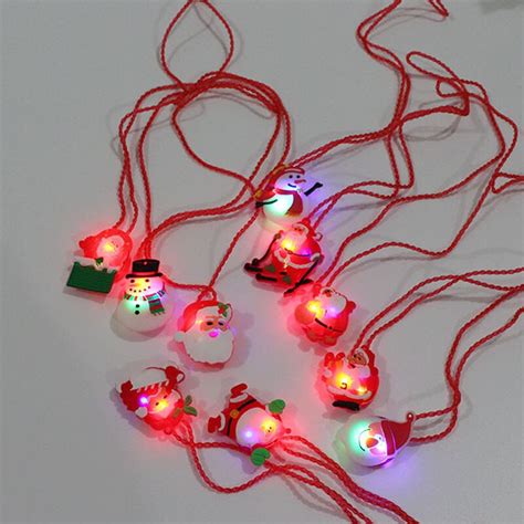 Christmas Jelly Led Light Up Flashing Necklace Pendants Kids Children