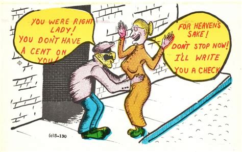 Vintage Postcard 1910s Bad Guy Strange Man Hold Up Sexy Old Lady For