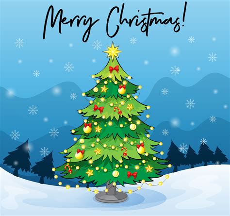 Merry Christmas Card Template With Christmas Tree 377312