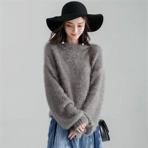 High Quality Womens Loose Sweaters Hairy Lethargic Pullover Korean