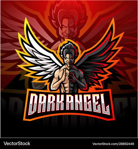 Dark Angel Esport Mascot Logo Design Royalty Free Vector