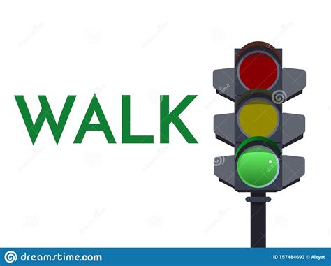 Traffic Light Green Signals Walk Go Flat Illustration Safety