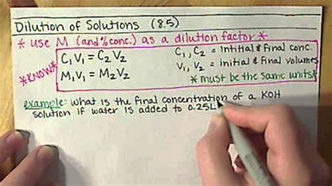 A serial dilution is the stepwise dilution of a substance in solution. Chem121 Dilution Equation 8 5 - YouTube