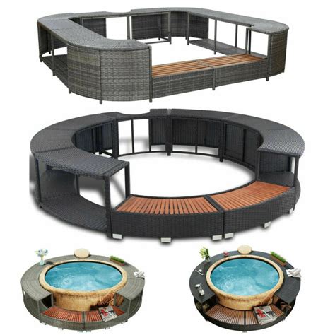 Poly Rattan Spa Surround Hot Tub Wood Surround For Lay Z Spa Garden
