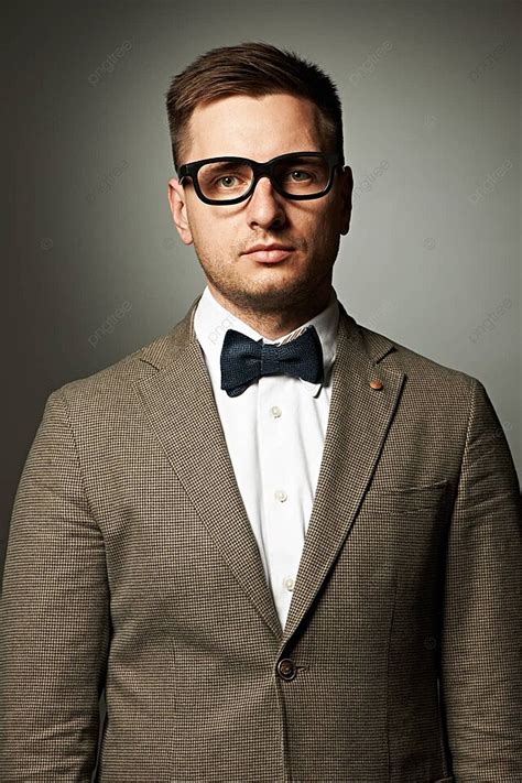 Confident Nerd In Eyeglasses And Bow Tie Caucasian One Bow Tie Photo