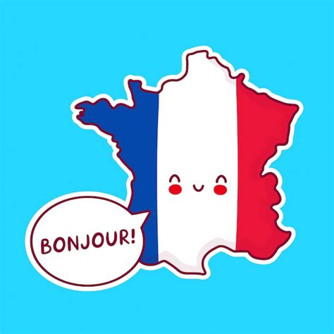 Premium Vector Cute Happy Funny France Map And Flag Character With