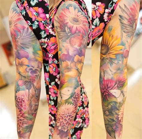 Incredible Colours On This Full Sleeve Full Sleeve Tattoos Floral