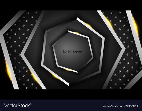 Hexagon Background Overlaps With A Black Vector Image