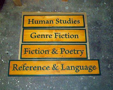 Fiction And Poetry Custom Carved Wooden Signs Library Genre Sections
