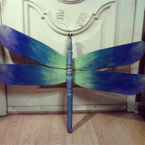 Upcycled Dragonfly Made From Ceiling Fan Blades And Table Leg Created By Feath Ceiling Fan