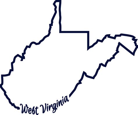Virginia printable outline maps from netstate.com and map links from around the web. WV west virginia outline state script words one color SVG