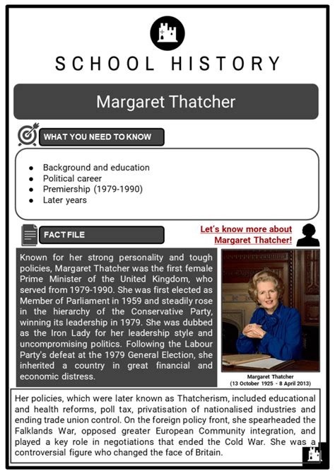 Margaret Thatcher Facts Worksheets Background And Political Career