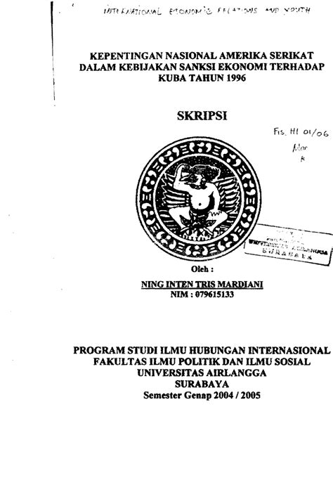 Contoh Proposal Skripsi Jurusan Hubungan Internasional