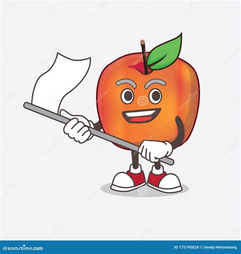 Honeycrisp Apple Cartoon Mascot Character Waving A Flag Stock Vector