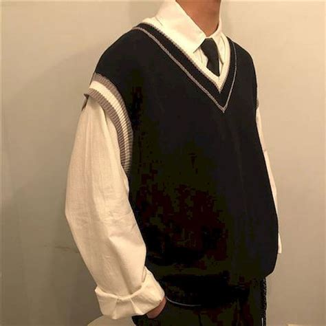 Aonga Men S Fashion Loose Brown Navy Color Sweater Vest Waistcoat