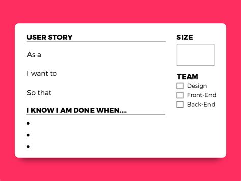 User Story Card Template Hq Printable Documents