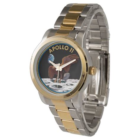 Nasa Apollo 11 Logo Gold Tone Watch Zazzle