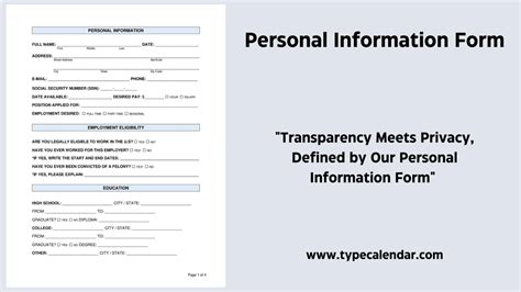Free Printable Basic Personal Information Form Templates Pdf Word