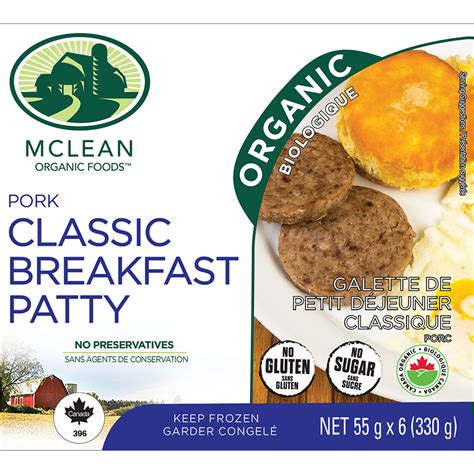 Organic Classic Breakfast Patty McLean Meats Clean Deli Meat
