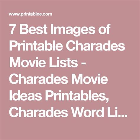 7 Best Images Of Printable Charades Movie Lists Charades