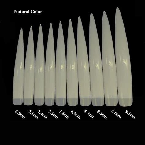 10pcs Super Long Sharp Natural Color Acrylic False Nail Tips Stiletto