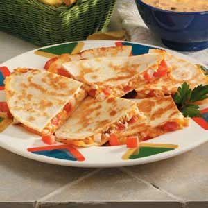 You can add cheese on top and grill it for about 2 minutes then you get and great cheesy top to the fajita quesadilla. Easy Chicken Quesadillas Recipe | Taste of Home