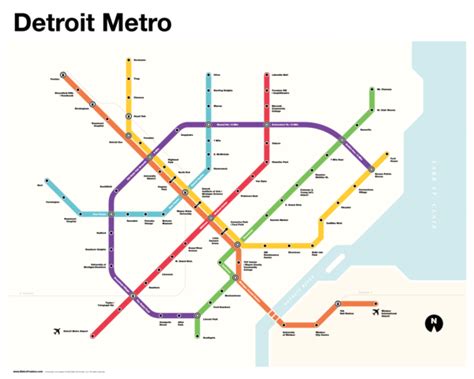 Detroit Metro Map Metro Posters